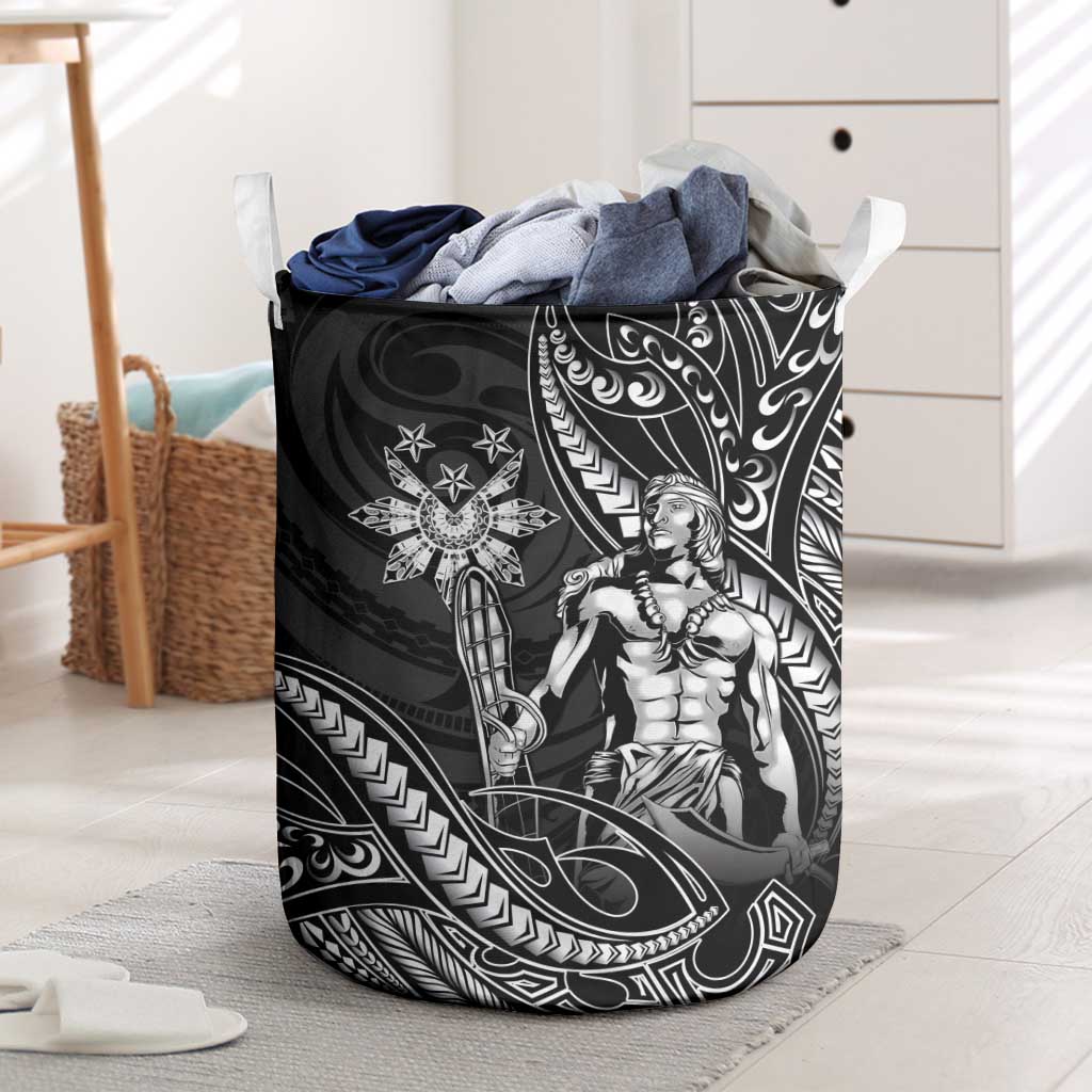 Filipinos Lapu Lapu Hero Laundry Basket Black Polynesian Tribal Tattoo