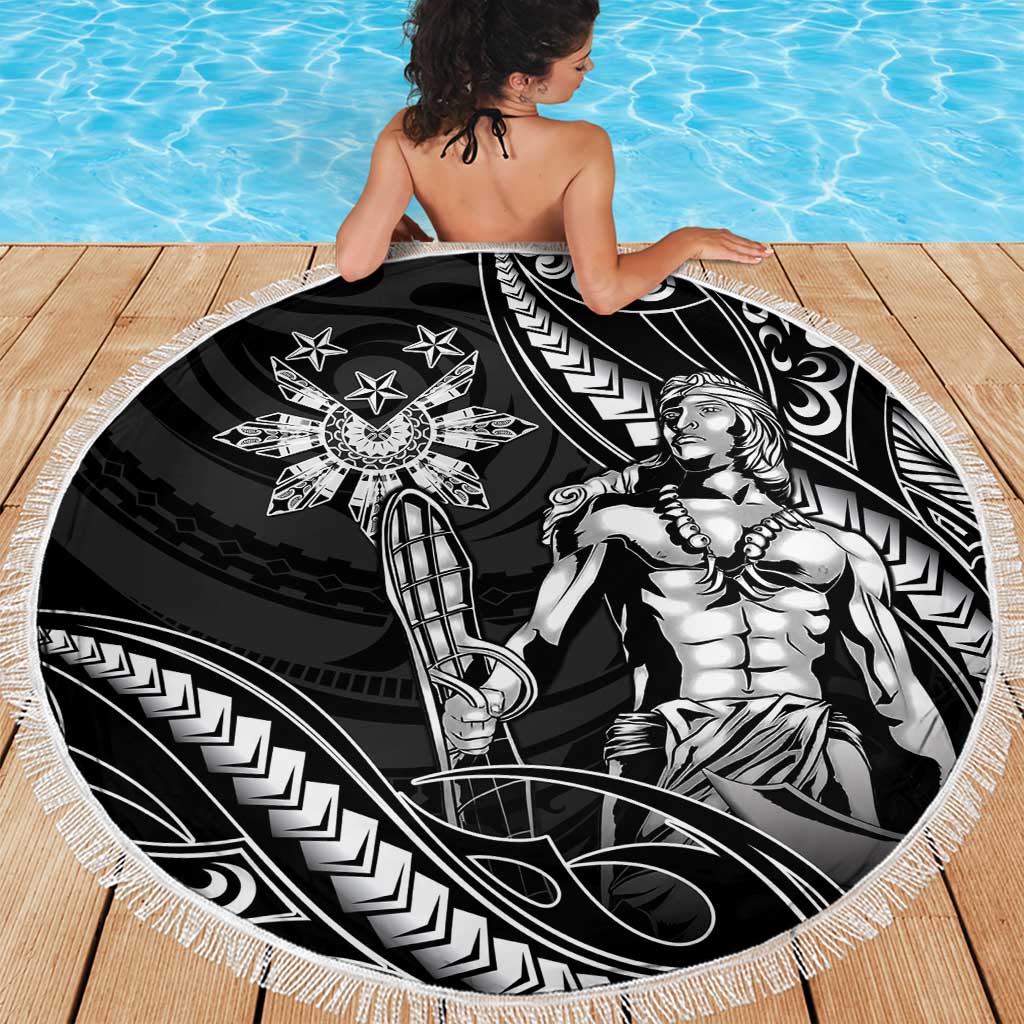 Filipinos Lapu Lapu Hero Beach Blanket Black Polynesian Tribal Tattoo