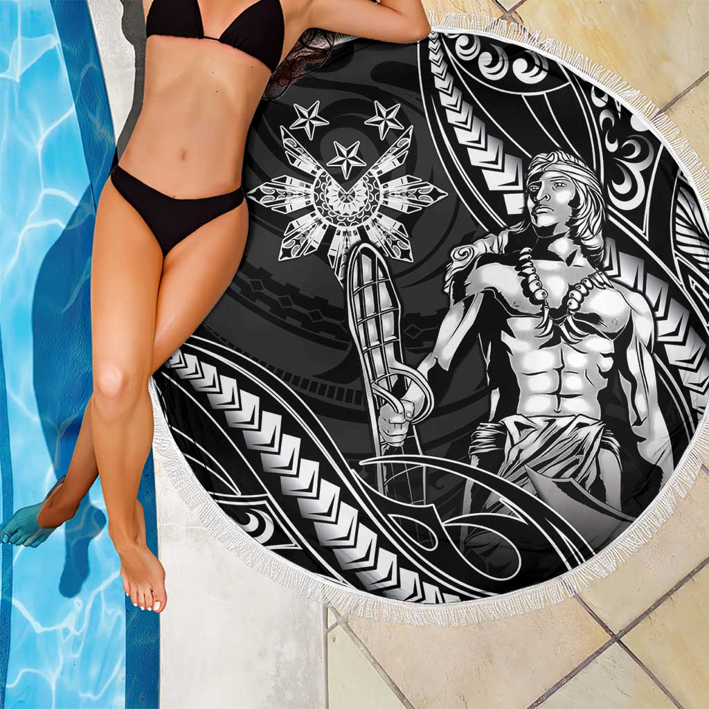 Filipinos Lapu Lapu Hero Beach Blanket Black Polynesian Tribal Tattoo