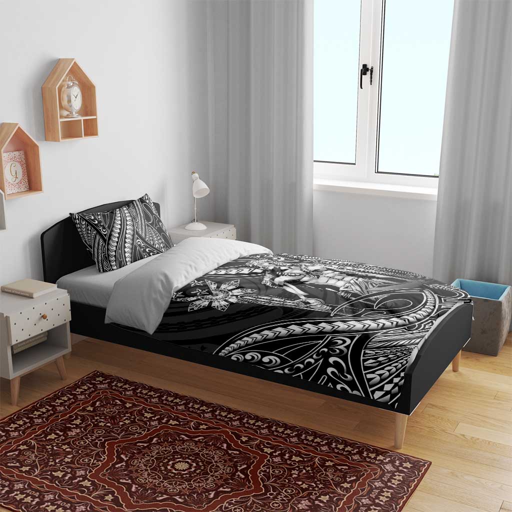 Filipinos Lapu Lapu Hero Bedding Set Black Polynesian Tribal Tattoo