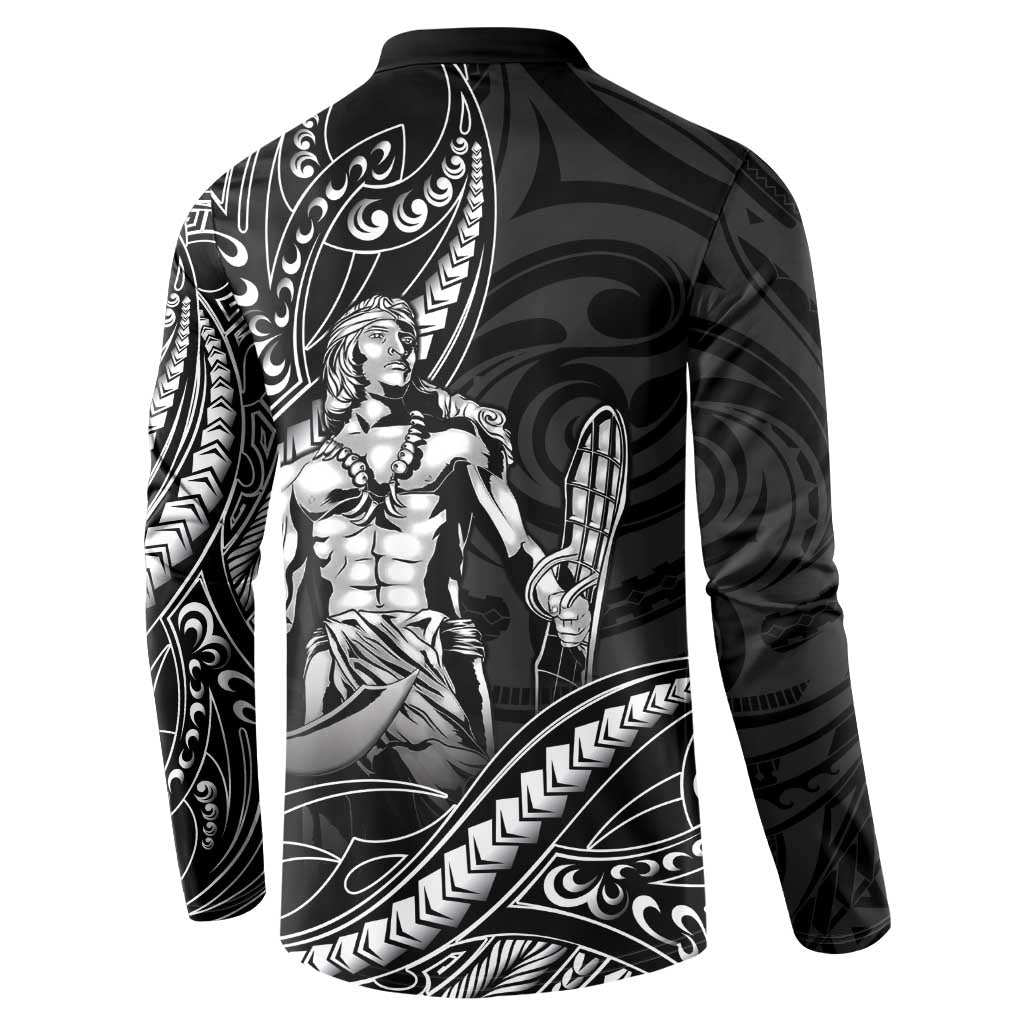 Filipinos Lapu Lapu Hero Button Sweatshirt Black Polynesian Tribal Tattoo