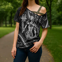 Filipinos Lapu Lapu Hero Cross Shoulder Shirt Black Polynesian Tribal Tattoo