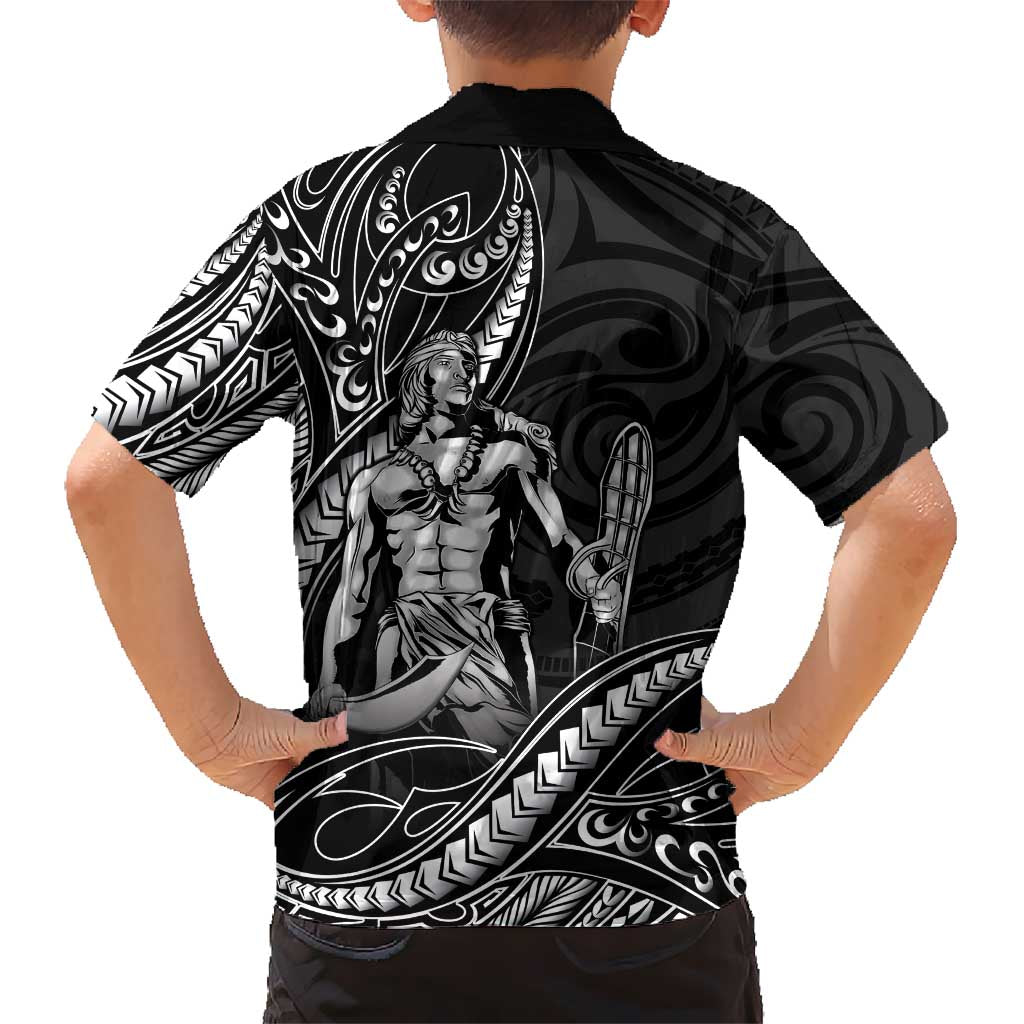 Filipinos Lapu Lapu Hero Family Matching Off The Shoulder Long Sleeve Dress and Hawaiian Shirt Black Polynesian Tribal Tattoo LT05 - Polynesian Pride