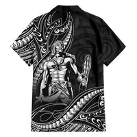 Filipinos Lapu Lapu Hero Family Matching Off The Shoulder Long Sleeve Dress and Hawaiian Shirt Black Polynesian Tribal Tattoo LT05 - Polynesian Pride