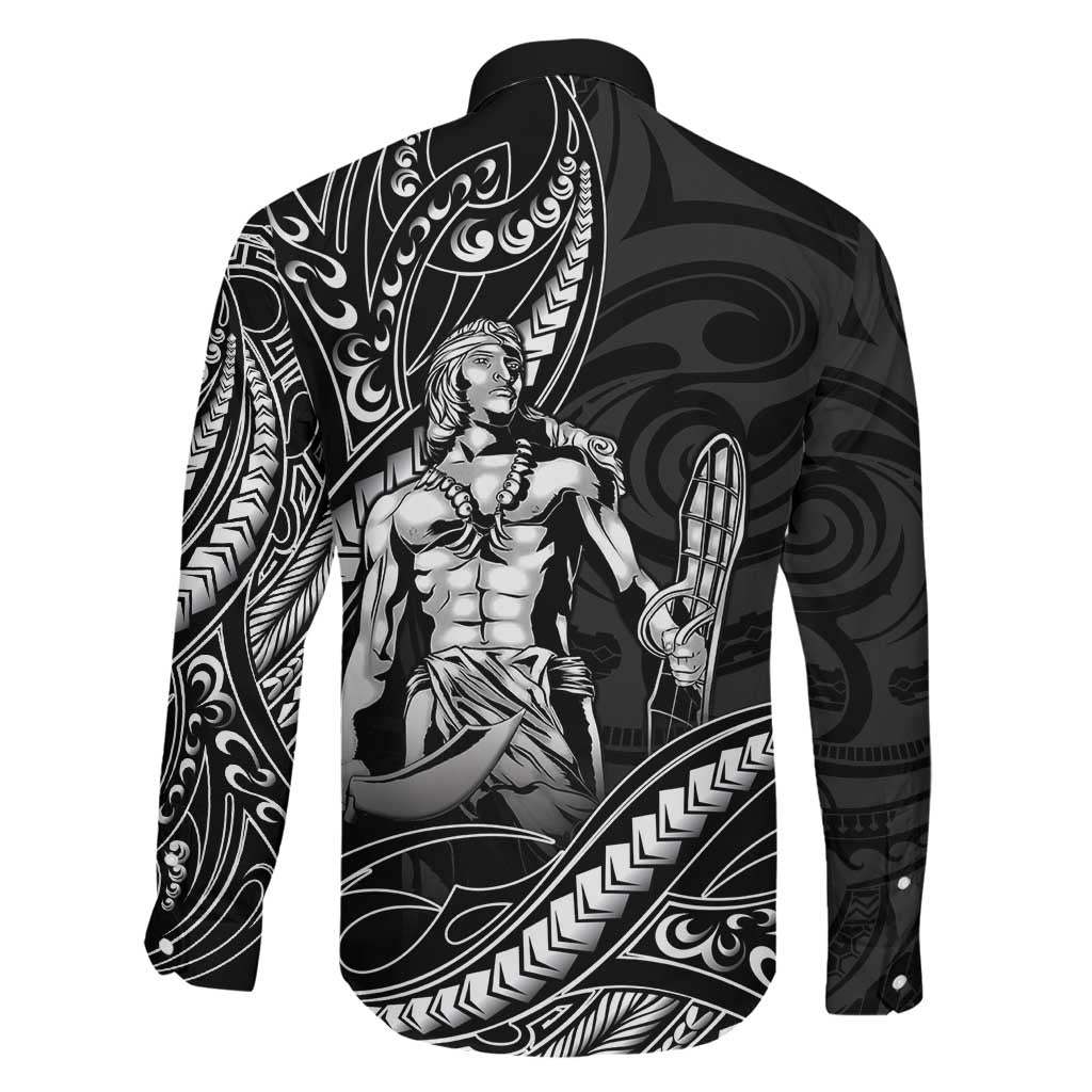 Filipinos Lapu Lapu Hero Family Matching Off Shoulder Maxi Dress and Hawaiian Shirt Black Polynesian Tribal Tattoo LT05 - Polynesian Pride