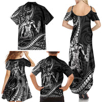 Filipinos Lapu Lapu Hero Family Matching Summer Maxi Dress and Hawaiian Shirt Black Polynesian Tribal Tattoo LT05 - Polynesian Pride