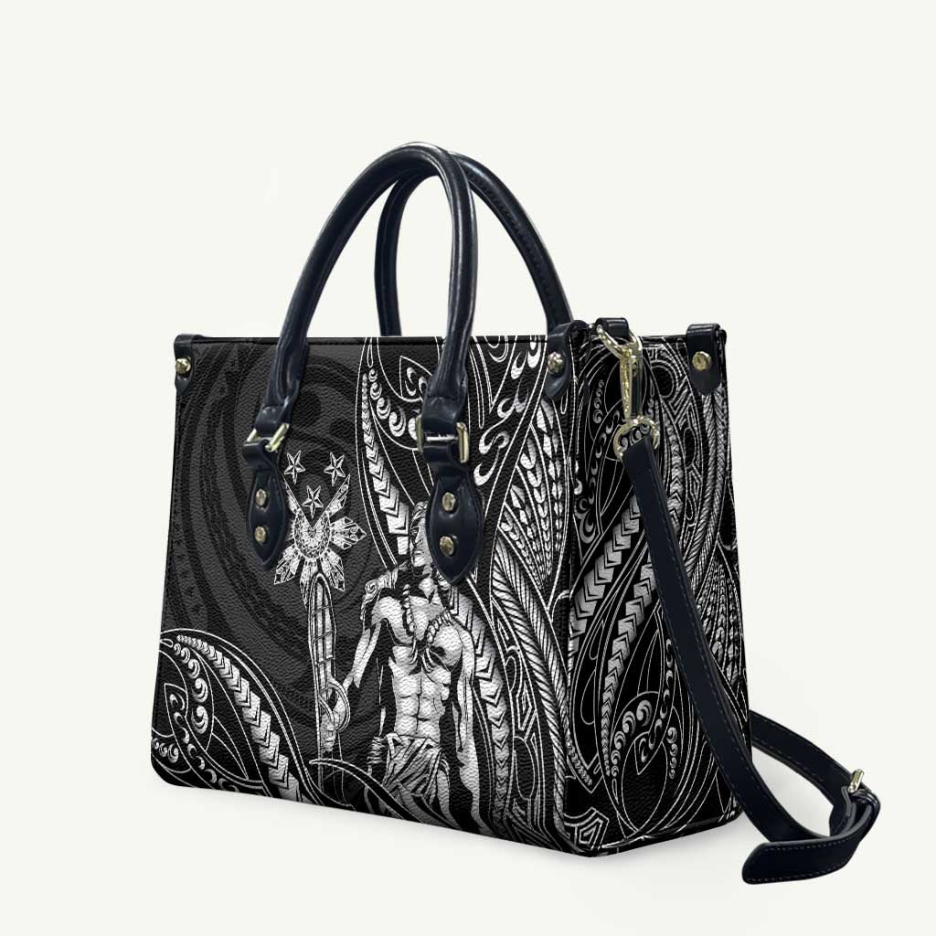 Filipinos Lapu Lapu Hero Leather Bag Black Polynesian Tribal Tattoo