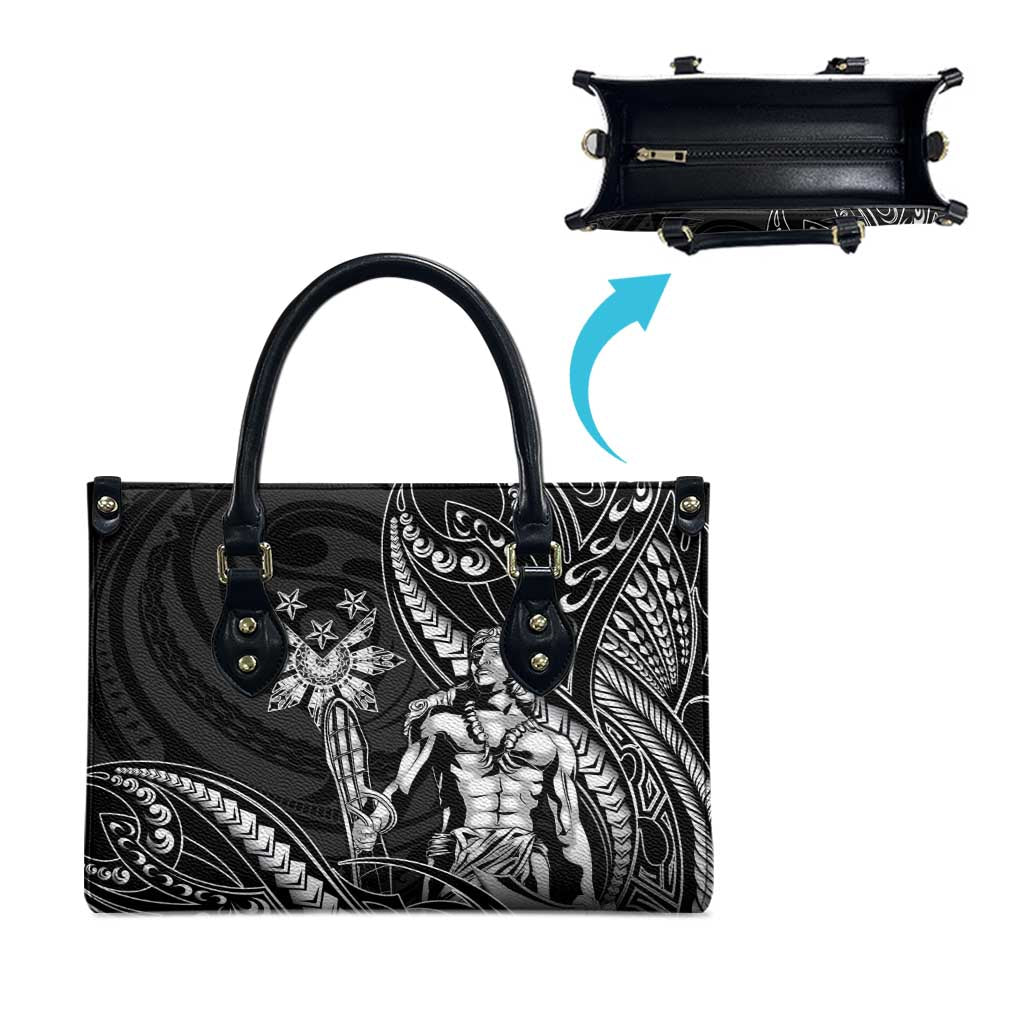 Filipinos Lapu Lapu Hero Leather Bag Black Polynesian Tribal Tattoo