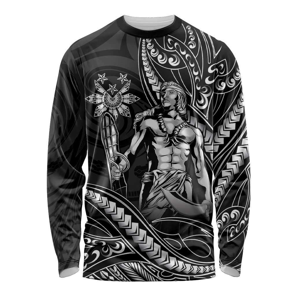 Filipinos Lapu Lapu Hero Long Sleeve Shirt Black Polynesian Tribal Tattoo