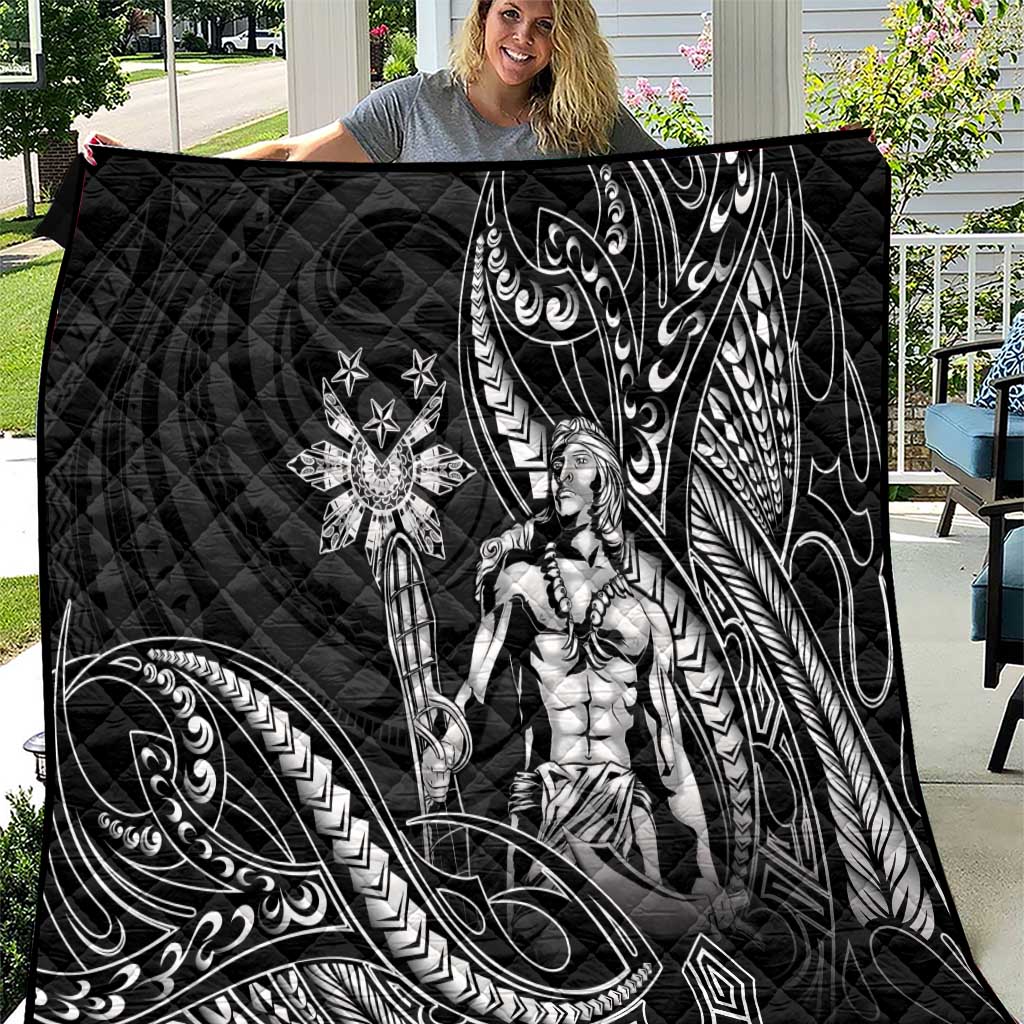 Filipinos Lapu Lapu Hero Quilt Black Polynesian Tribal Tattoo
