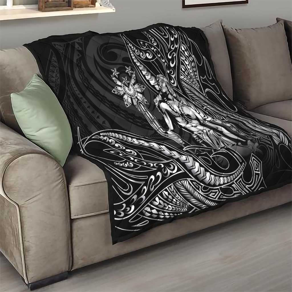 Filipinos Lapu Lapu Hero Quilt Black Polynesian Tribal Tattoo