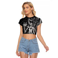 Filipinos Lapu Lapu Hero Raglan Cropped T Shirt Black Polynesian Tribal Tattoo