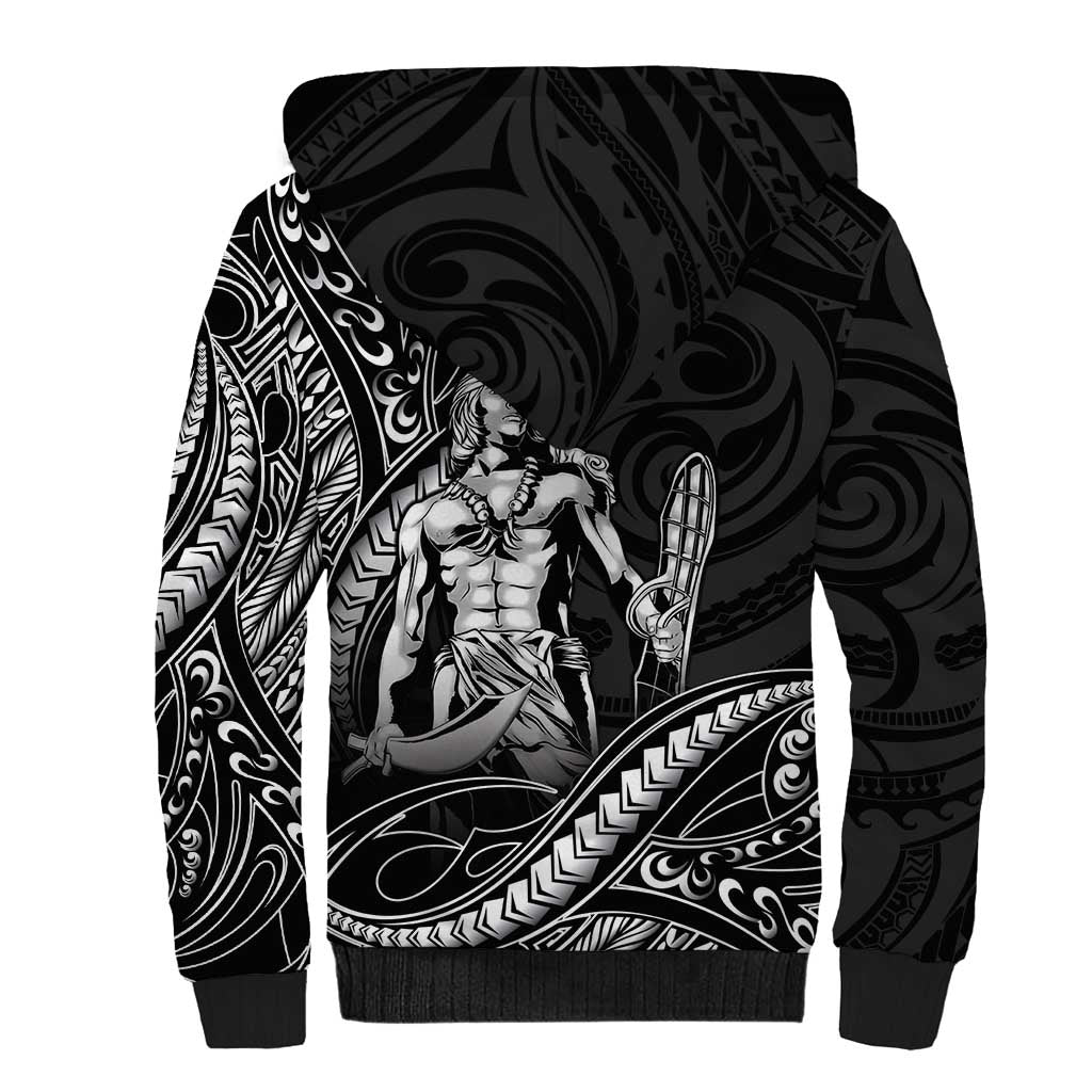 Filipinos Lapu Lapu Hero Sherpa Hoodie Black Polynesian Tribal Tattoo
