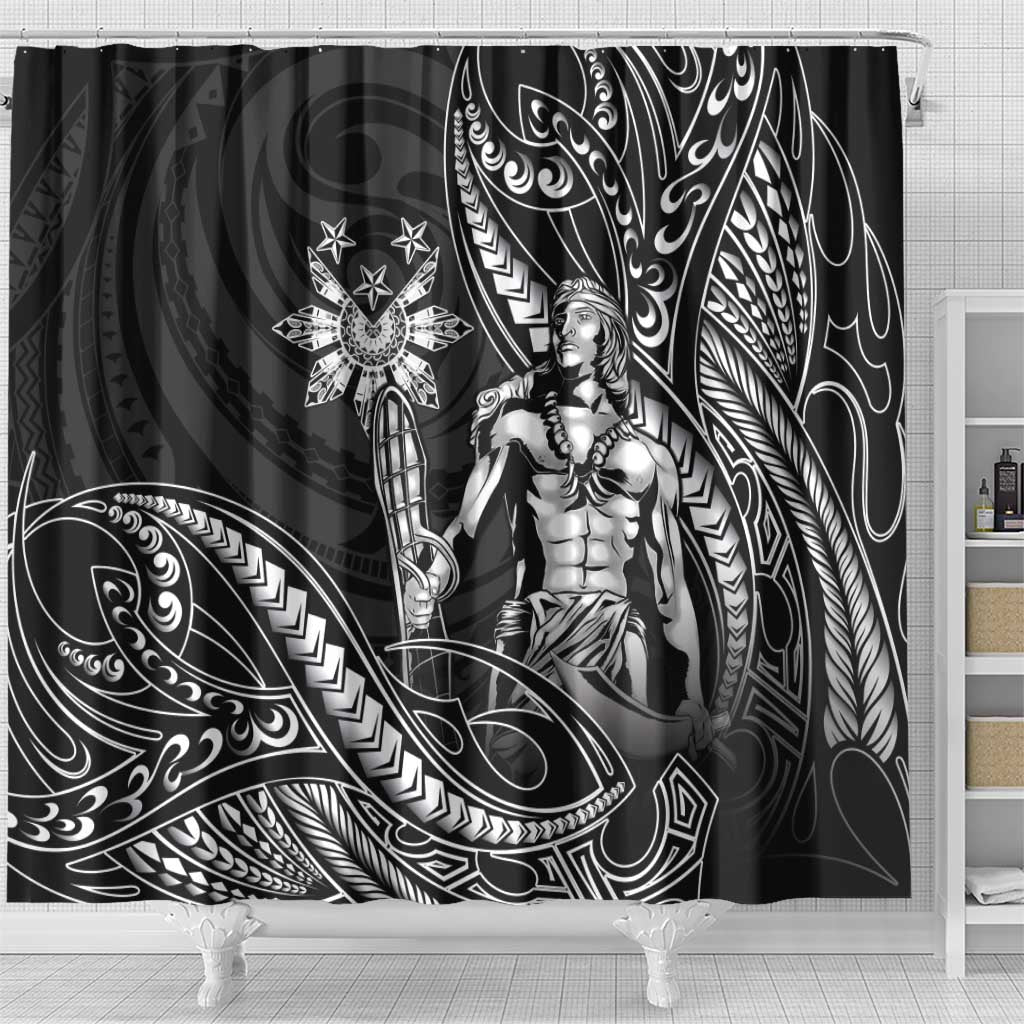 Filipinos Lapu Lapu Hero Shower Curtain Black Polynesian Tribal Tattoo