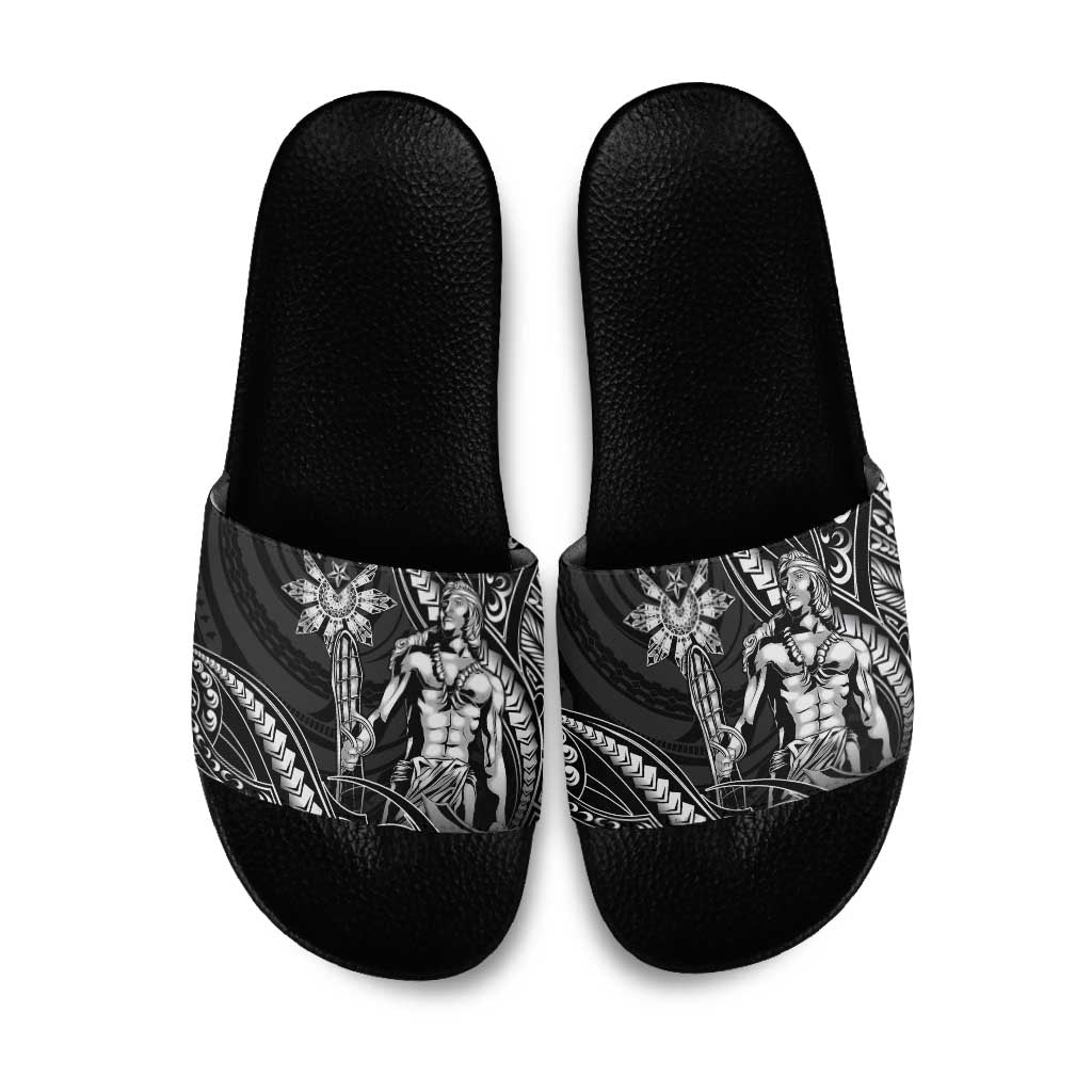 Filipinos Lapu Lapu Hero Slide Sandals Black Polynesian Tribal Tattoo