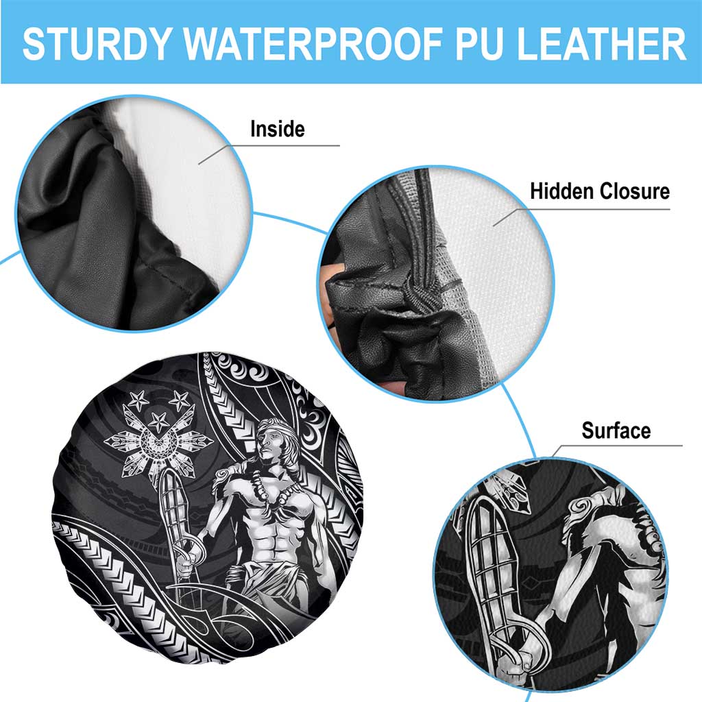 Filipinos Lapu Lapu Hero Spare Tire Cover Black Polynesian Tribal Tattoo