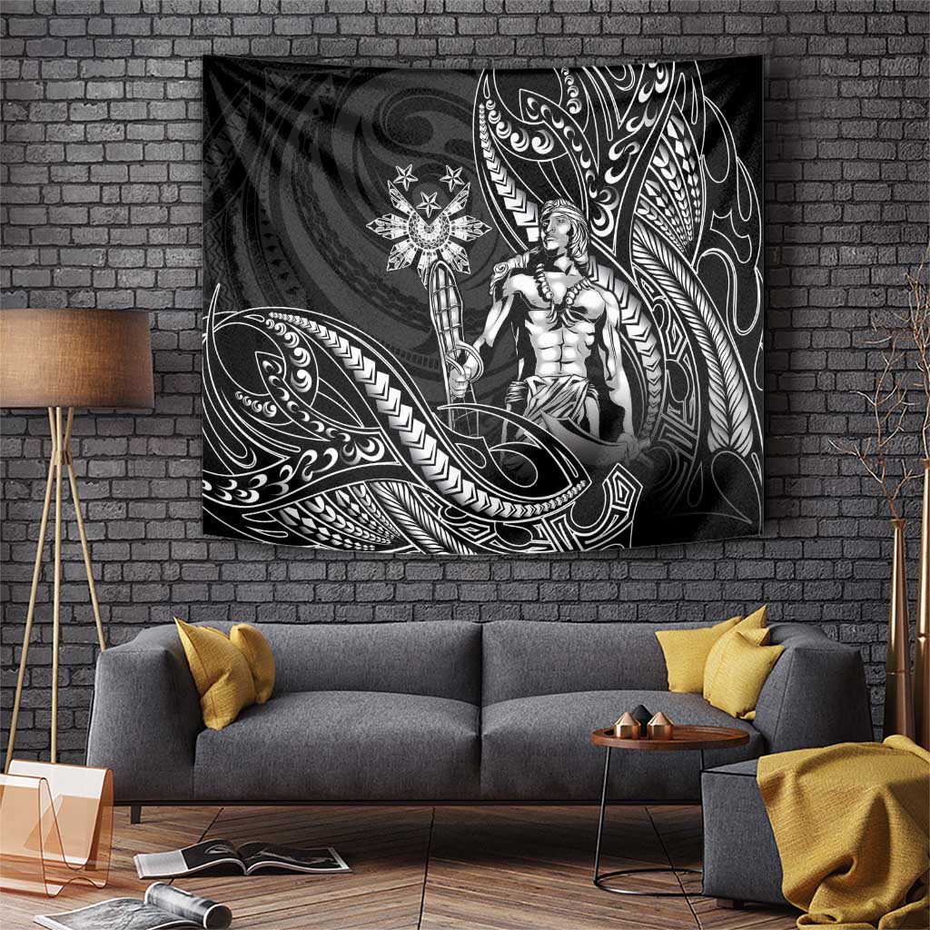 Filipinos Lapu Lapu Hero Tapestry Black Polynesian Tribal Tattoo