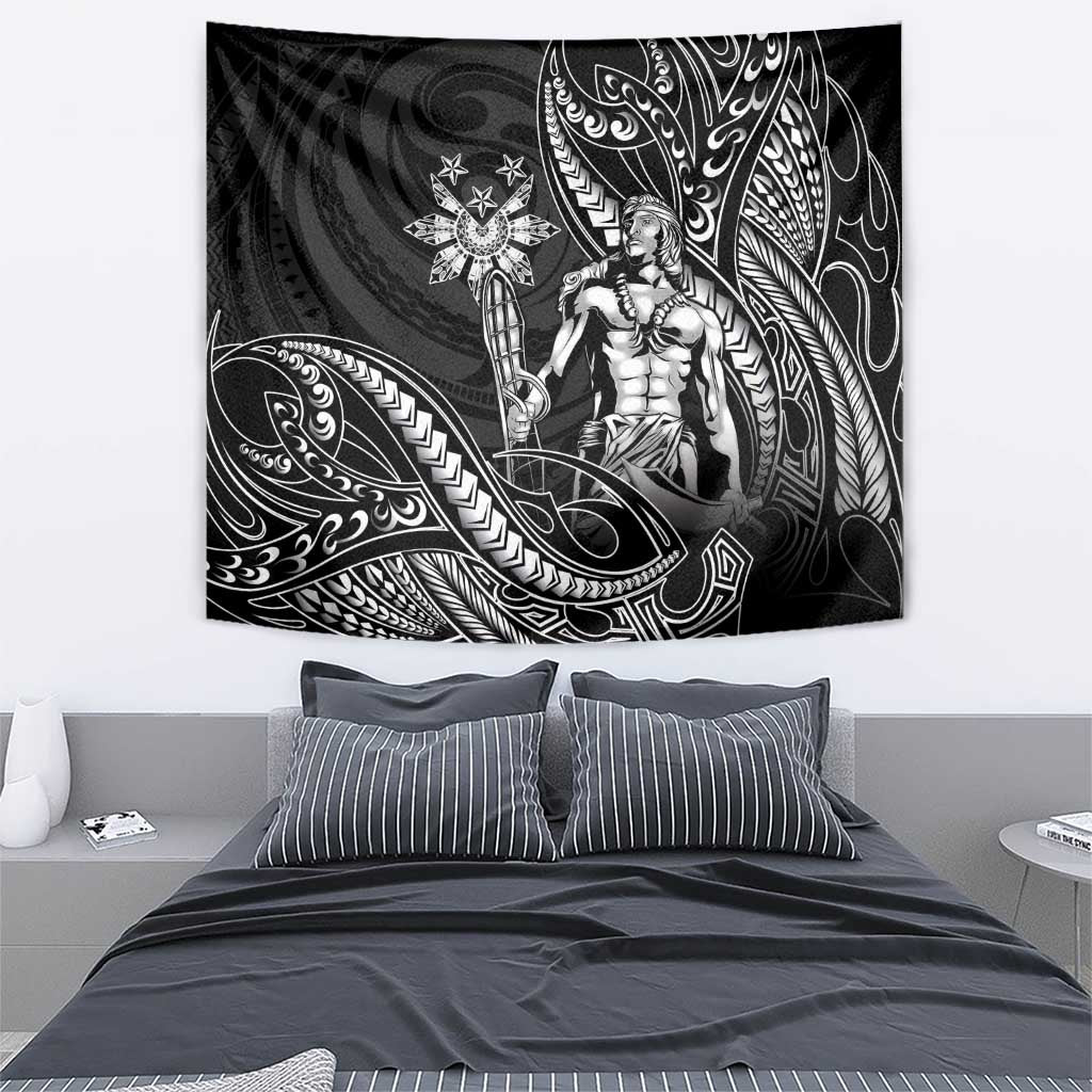 Filipinos Lapu Lapu Hero Tapestry Black Polynesian Tribal Tattoo