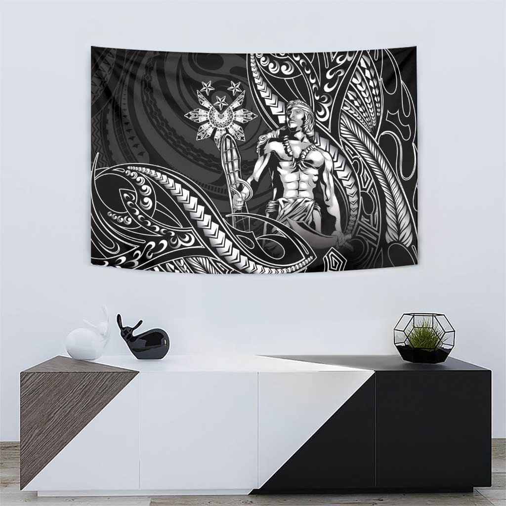 Filipinos Lapu Lapu Hero Tapestry Black Polynesian Tribal Tattoo