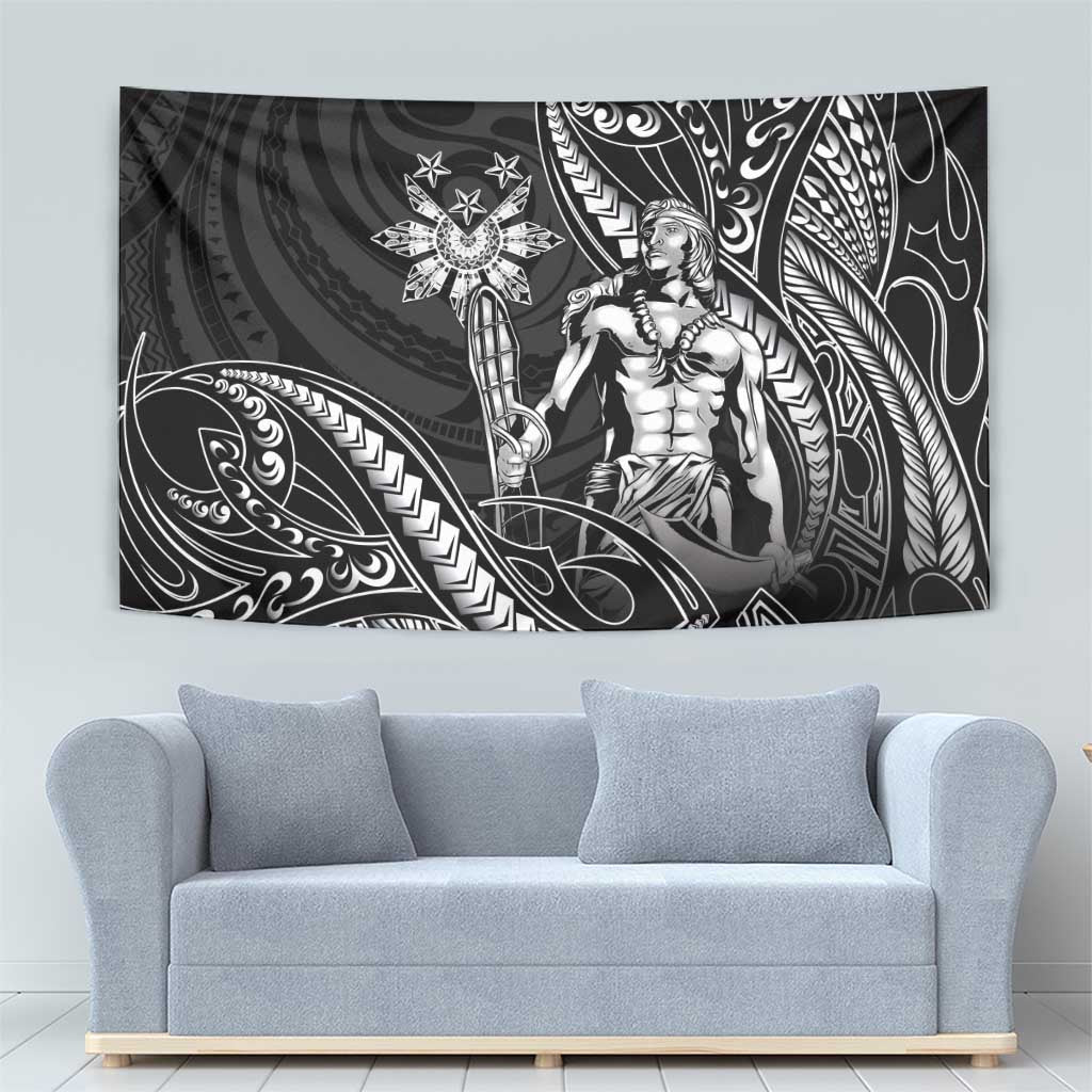 Filipinos Lapu Lapu Hero Tapestry Black Polynesian Tribal Tattoo
