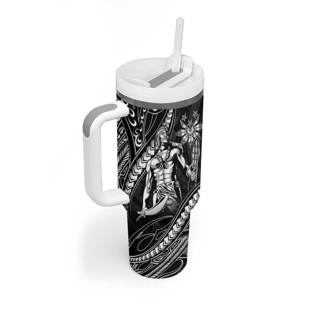 Filipinos Lapu Lapu Hero Tumbler With Handle Black Polynesian Tribal Tattoo
