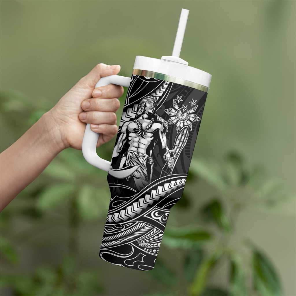 Filipinos Lapu Lapu Hero Tumbler With Handle Black Polynesian Tribal Tattoo