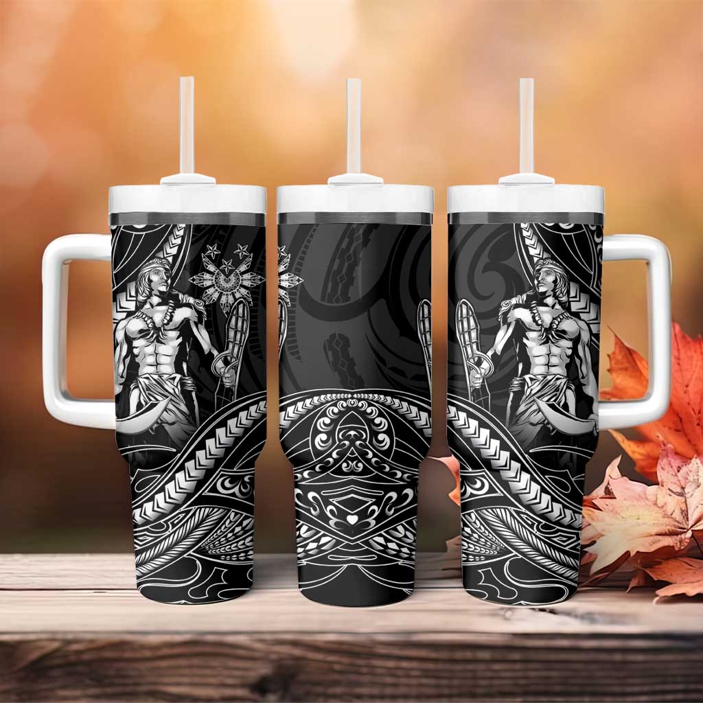 Filipinos Lapu Lapu Hero Tumbler With Handle Black Polynesian Tribal Tattoo