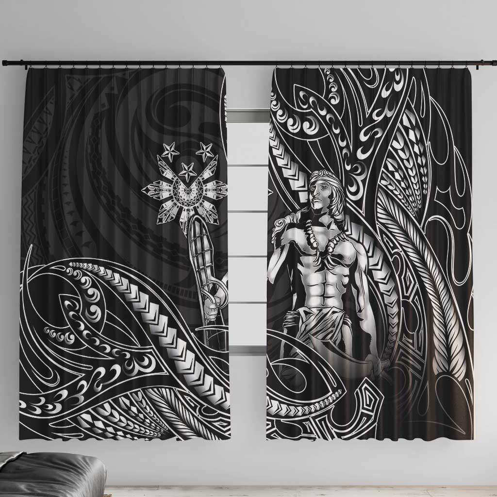 Filipinos Lapu Lapu Hero Window Curtain Black Polynesian Tribal Tattoo