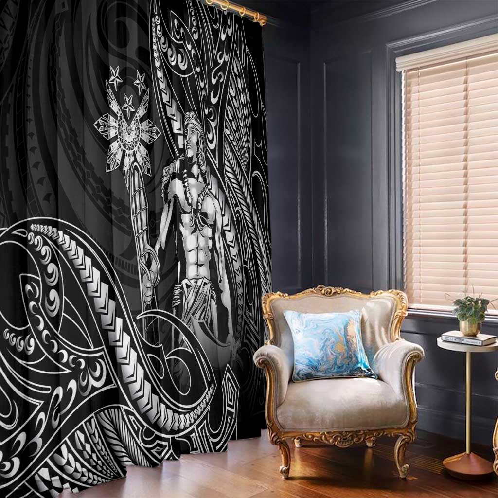 Filipinos Lapu Lapu Hero Window Curtain Black Polynesian Tribal Tattoo