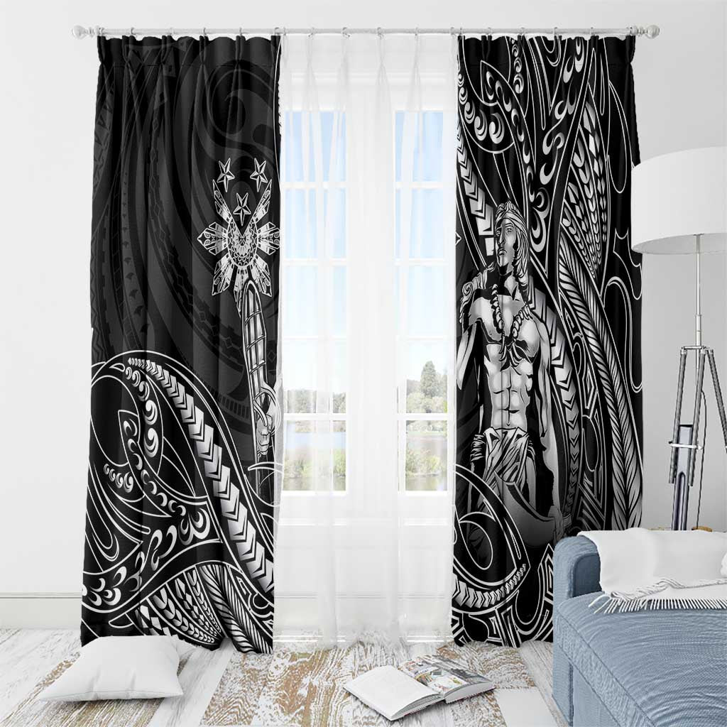 Filipinos Lapu Lapu Hero Window Curtain Black Polynesian Tribal Tattoo