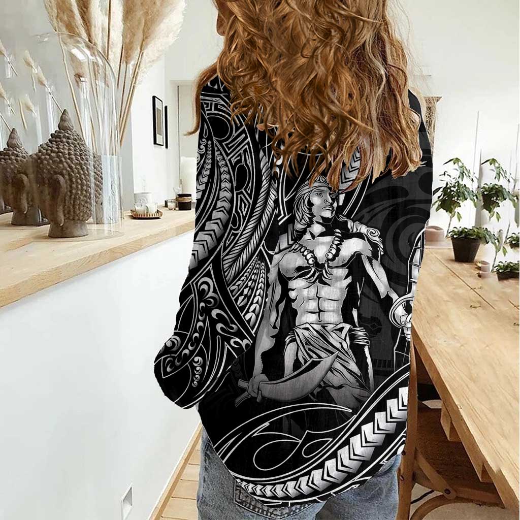Filipinos Lapu Lapu Hero Women Casual Shirt Black Polynesian Tribal Tattoo