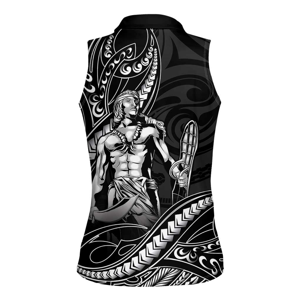 Filipinos Lapu Lapu Hero Women Sleeveless Polo Shirt Black Polynesian Tribal Tattoo LT05 - Polynesian Pride