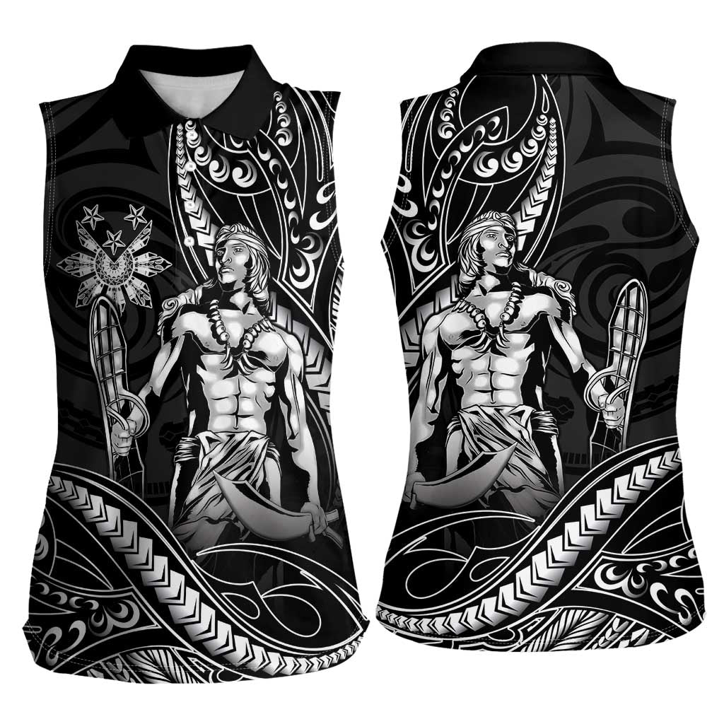 Filipinos Lapu Lapu Hero Women Sleeveless Polo Shirt Black Polynesian Tribal Tattoo LT05 - Polynesian Pride
