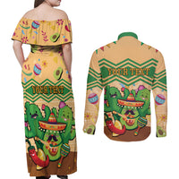 Personalised Hawaii Cinco De Mayo Couples Matching Off Shoulder Maxi Dress and Long Sleeve Button Shirt Funny Style