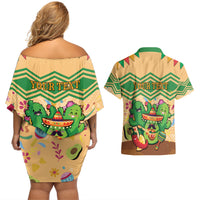 Personalised Hawaii Cinco De Mayo Couples Matching Off Shoulder Short Dress and Hawaiian Shirt Funny Style