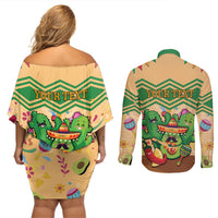 Personalised Hawaii Cinco De Mayo Couples Matching Off Shoulder Short Dress and Long Sleeve Button Shirt Funny Style