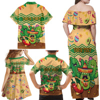 Personalised Hawaii Cinco De Mayo Family Matching Off Shoulder Maxi Dress and Hawaiian Shirt Funny Style