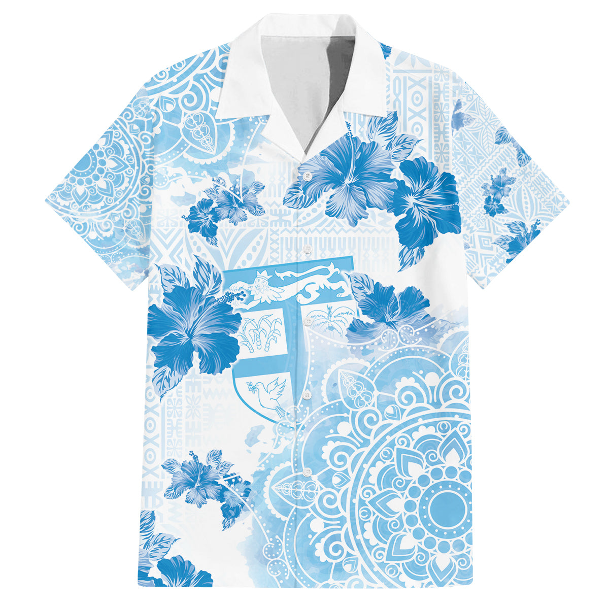 Happy Fiji Girmit Day Family Matching Long Sleeve Bodycon Dress and Hawaiian Shirt Fijian Tapa With Mandala Pattern LT05 Dad's Shirt - Short Sleeve Blue - Polynesian Pride