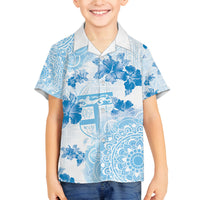 Happy Fiji Girmit Day Family Matching Long Sleeve Bodycon Dress and Hawaiian Shirt Fijian Tapa With Mandala Pattern LT05 Son's Shirt Blue - Polynesian Pride