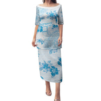 Happy Fiji Girmit Day Family Matching Puletasi and Hawaiian Shirt Fijian Tapa With Mandala Pattern LT05 Mom's Dress Blue - Polynesian Pride