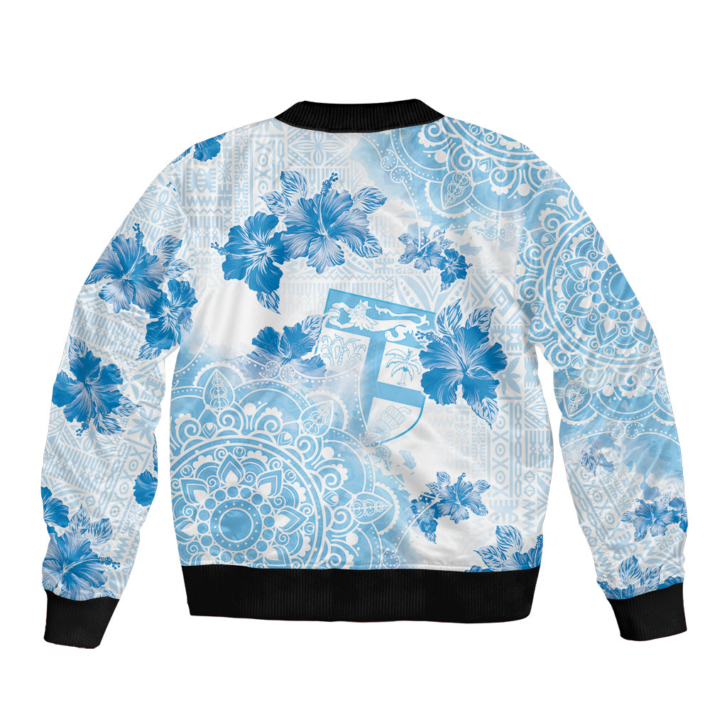 Happy Fiji Girmit Day Sleeve Zip Bomber Jacket Fijian Tapa With Mandala Pattern LT05 - Polynesian Pride