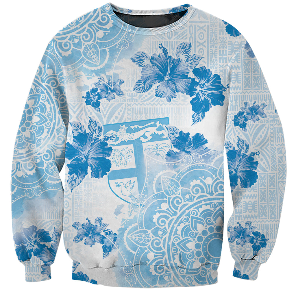 Happy Fiji Girmit Day Sweatshirt Fijian Tapa With Mandala Pattern LT05 Unisex Blue - Polynesian Pride