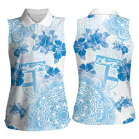 Happy Fiji Girmit Day Women Sleeveless Polo Shirt Fijian Tapa With Mandala Pattern