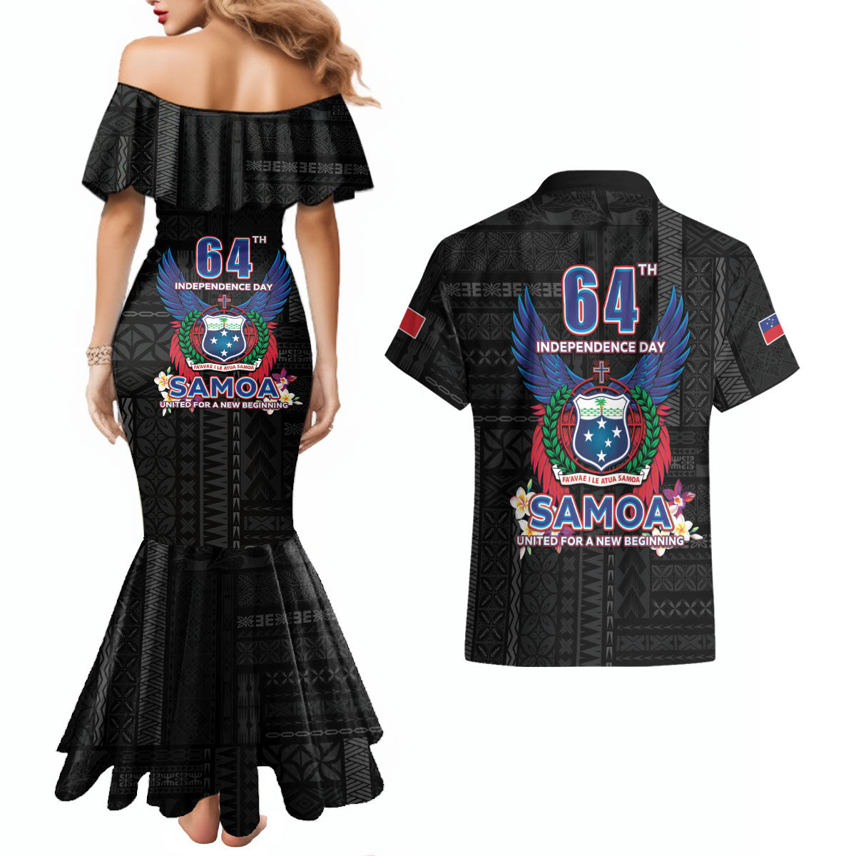 Samoa 64th Independence Anniversary Couples Matching Mermaid Dress and Hawaiian Shirt