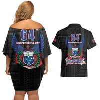 Samoa 64th Independence Anniversary Couples Matching Off Shoulder Short Dress and Hawaiian Shirt