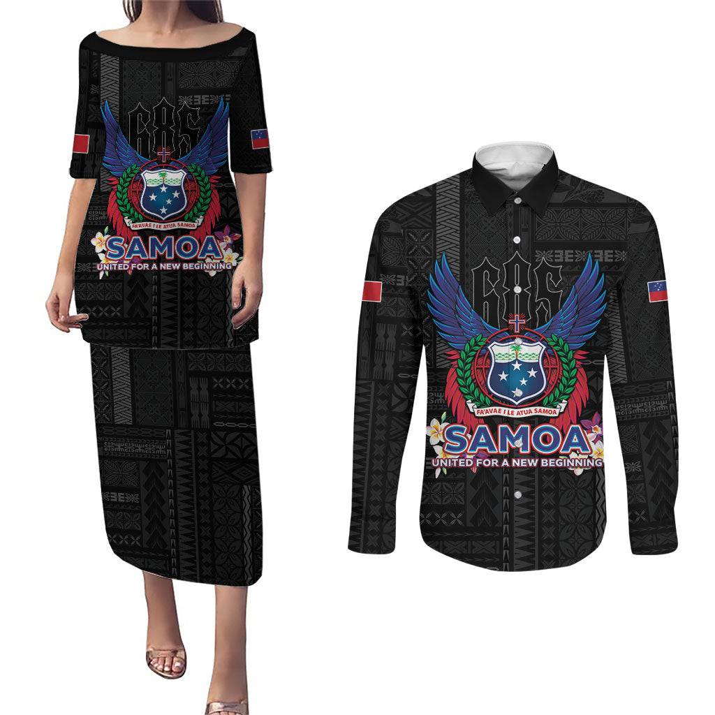 Samoa 64th Independence Anniversary Couples Matching Puletasi and Long Sleeve Button Shirt