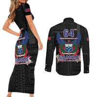 Samoa 64th Independence Anniversary Couples Matching Short Sleeve Bodycon Dress and Long Sleeve Button Shirt