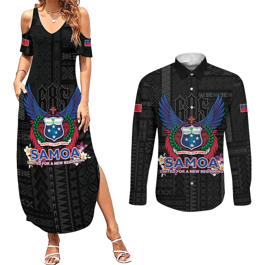 Samoa 64th Independence Anniversary Couples Matching Summer Maxi Dress and Long Sleeve Button Shirt