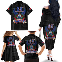 Samoa 64th Independence Anniversary Family Matching Off The Shoulder Long Sleeve Dress and Hawaiian Shirt