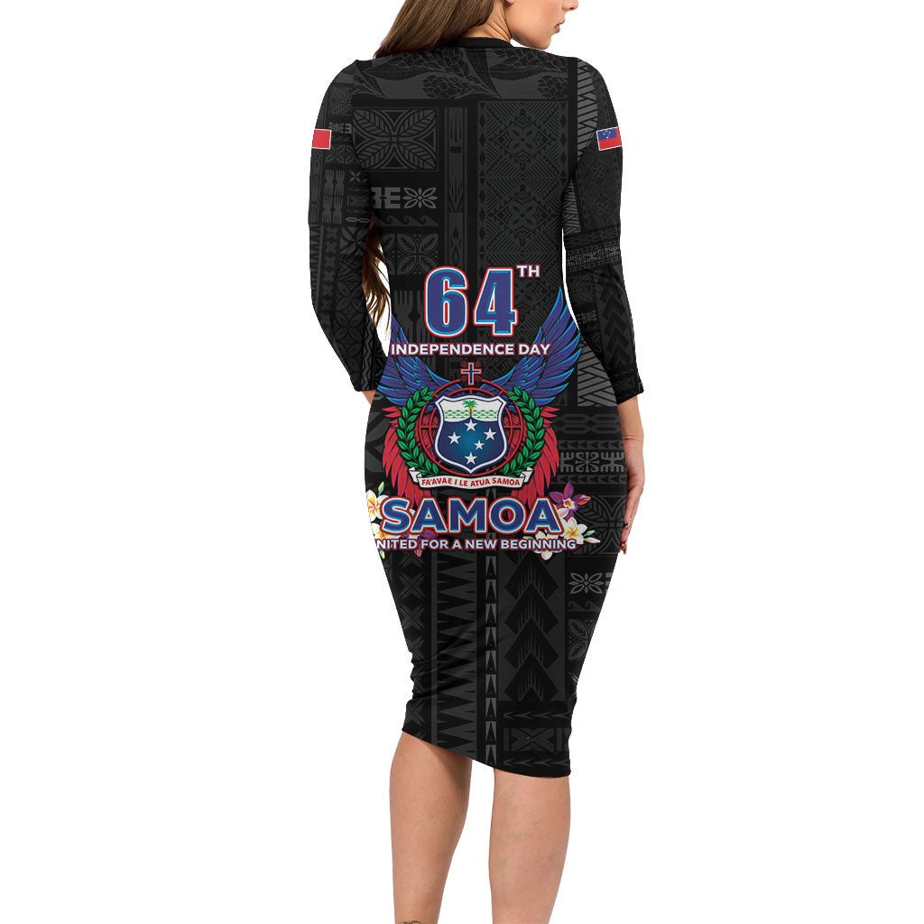 Samoa 64th Independence Anniversary Long Sleeve Bodycon Dress